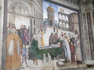Santa Maria in Aracoeli, Cappella Bufalini, Esequie di San Bernardino da Siena