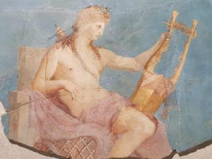 L'Affresco di Apollo citaredo esposto nel Museo del Palatino a Roma