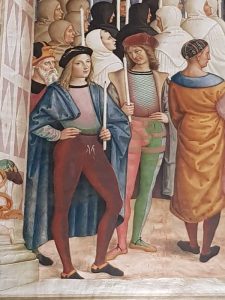 Canonizzazione di Santa Caterina da Siena - dettaglio delle figure tradizionalmente identificate in Raffaello e Pinturicchio stesso